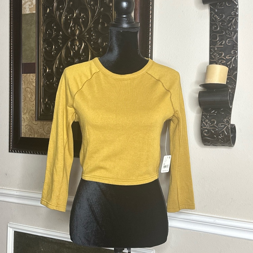 FP Movement by Free People Burnt Gold Open-Back Crop Sweatshirt | NWT | Size M